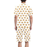 Pretzels Pattern Print Design 02 Men's V-Neck Short Pajama Set