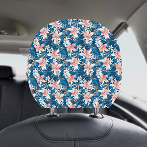 Hibiscus Pattern Print Design 02 Car Headrest Cover