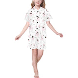 Poodle dog rose cake pattern Kids' Boys' Girls' V-Neck Short Pajama Set
