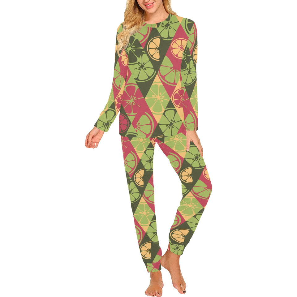 Cool Geometric lime pattern Women's All Over Print Pajama Set