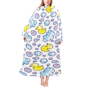 Duck Pattern Print Design 01 Blanket Robe with Sleeves