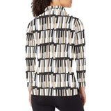 Piano Pattern Print Design 04 Women's Long Sleeve Polo Shirt