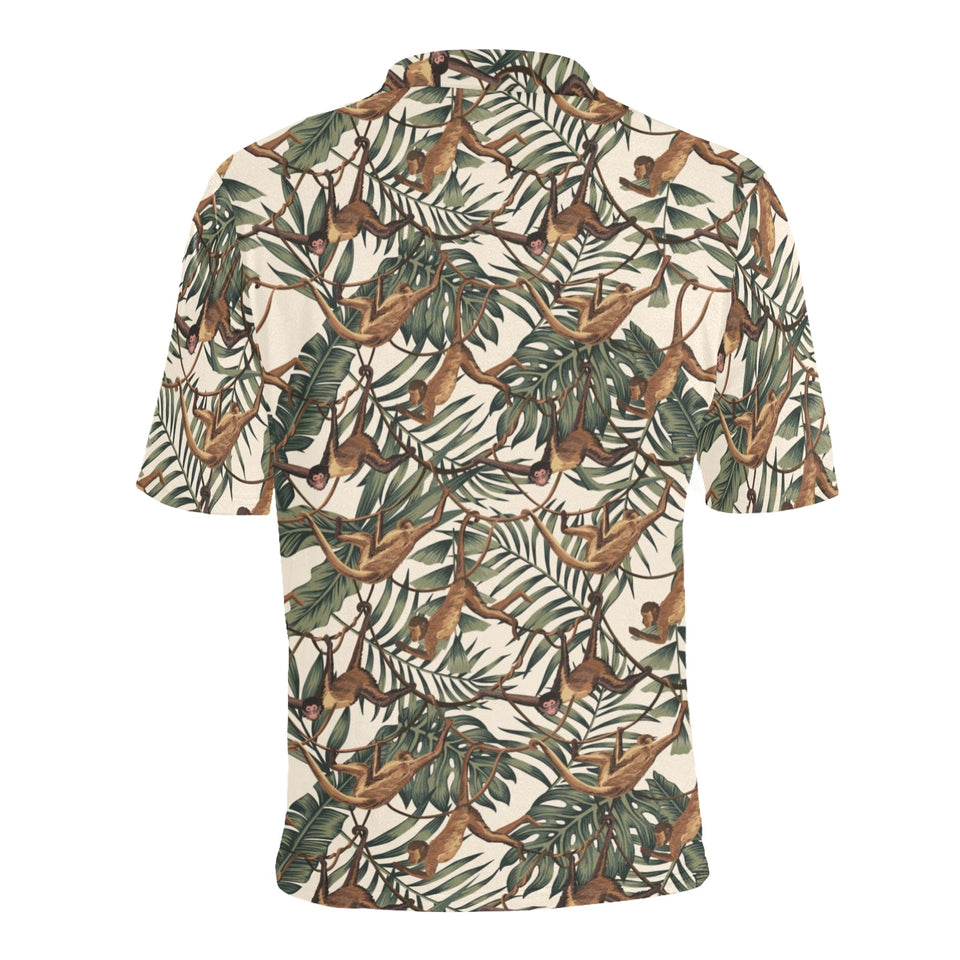 Monkey tropical leaves background Men's All Over Print Polo Shirt