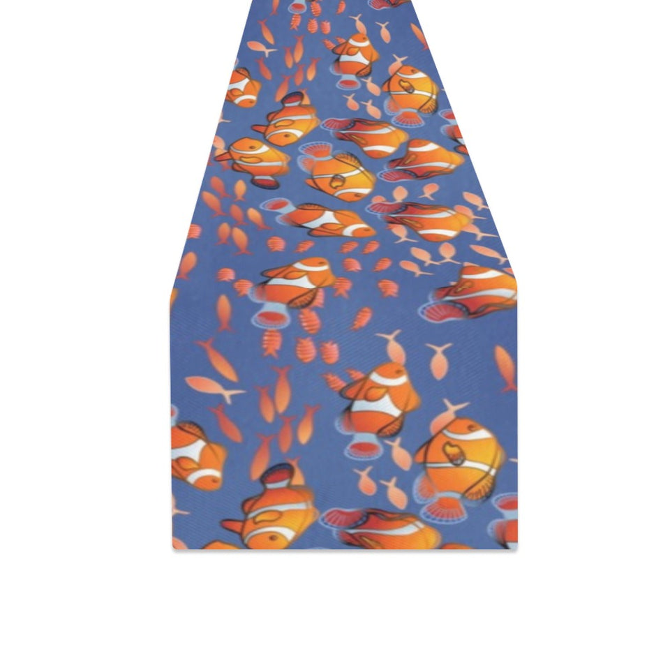 Clown Fish Pattern Print Design 04 Table Runner