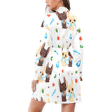 Cute Chihuahua dog pattern Women's Long Sleeve Belted Night Robe