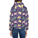 Colorful sea turtle pattern Women's Padded Hooded Jacket