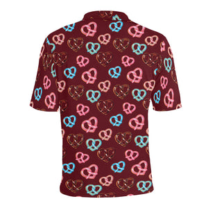 Pretzels Pattern Print Design 05 Men's All Over Print Polo Shirt