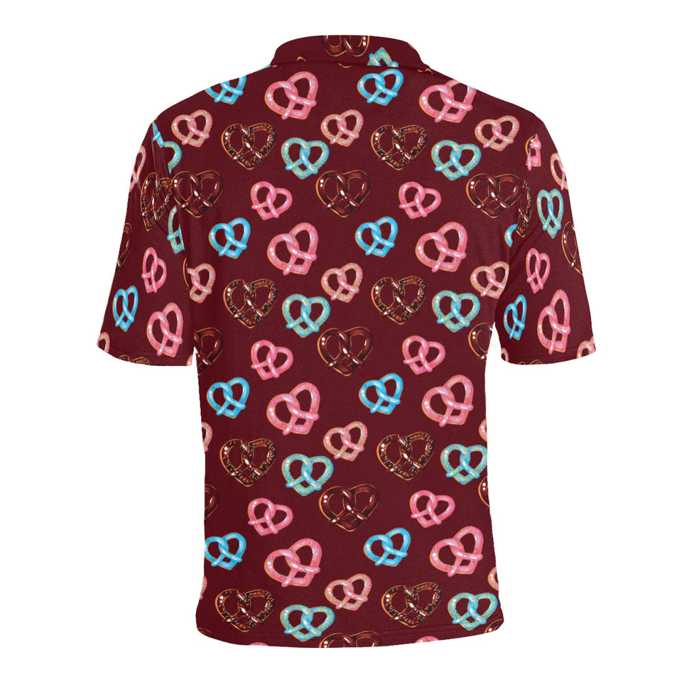Pretzels Pattern Print Design 05 Men's All Over Print Polo Shirt