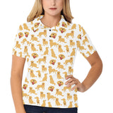 Golden Retriever Pattern Print Design 05 Women's All Over Print Polo Shirt