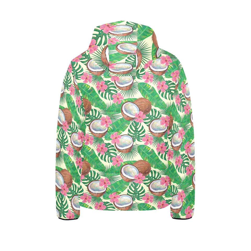 Coconut Pattern Print Design 01 Kids' Boys' Girls' Padded Hooded Jacket
