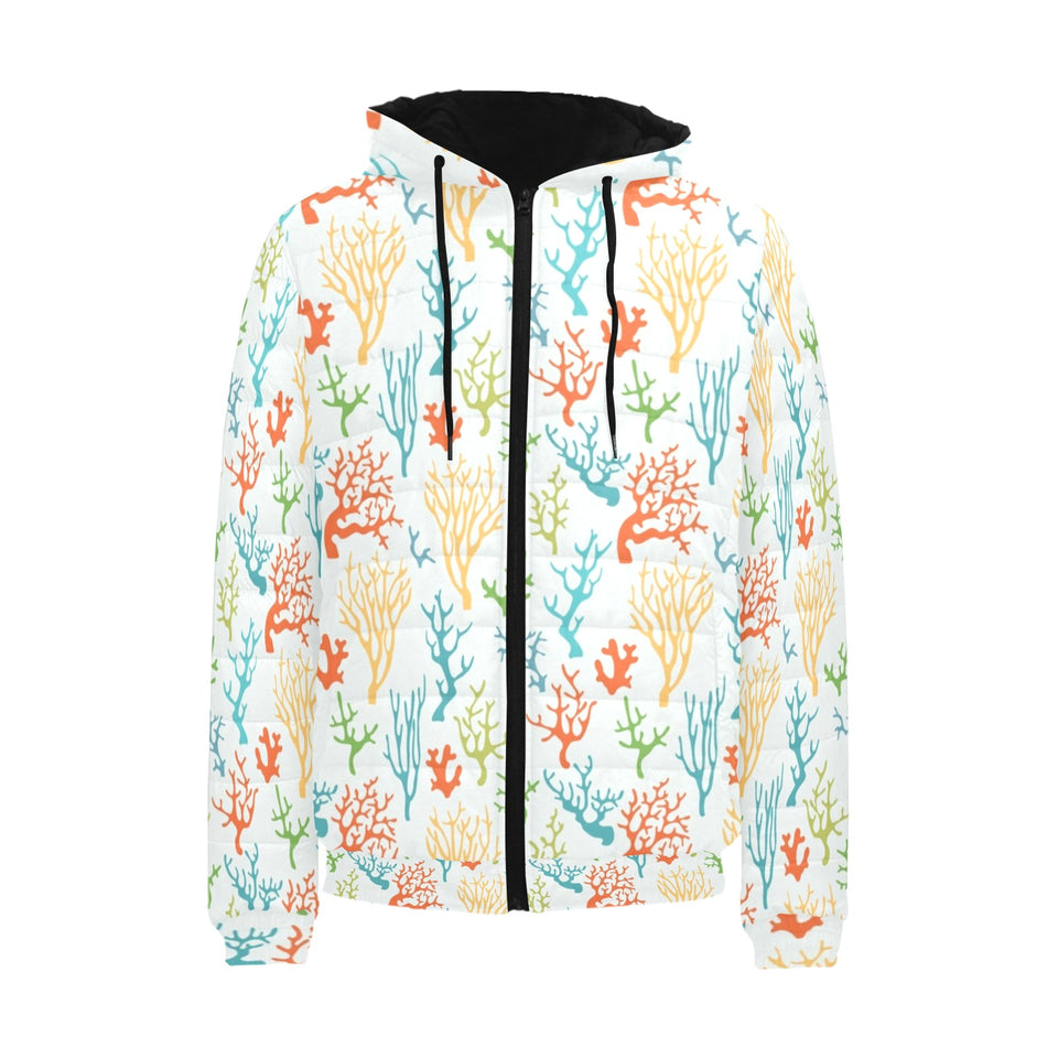 Coral Reef Pattern Print Design 02 Men's Padded Hooded Jacket