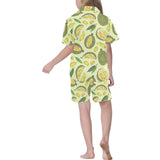 Durian leaves pattern background Kids' Boys' Girls' V-Neck Short Pajama Set