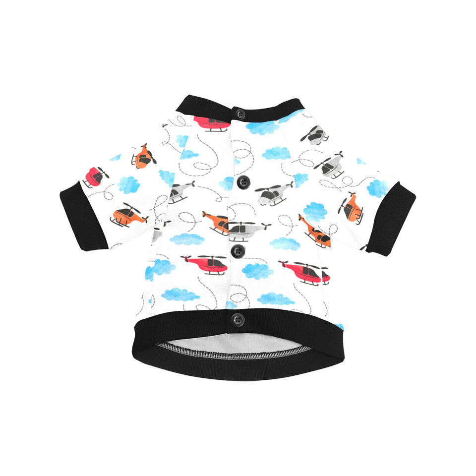 Watercolor helicopter cloud pattern All Over Print Pet Dog Round Neck Fuzzy Shirt