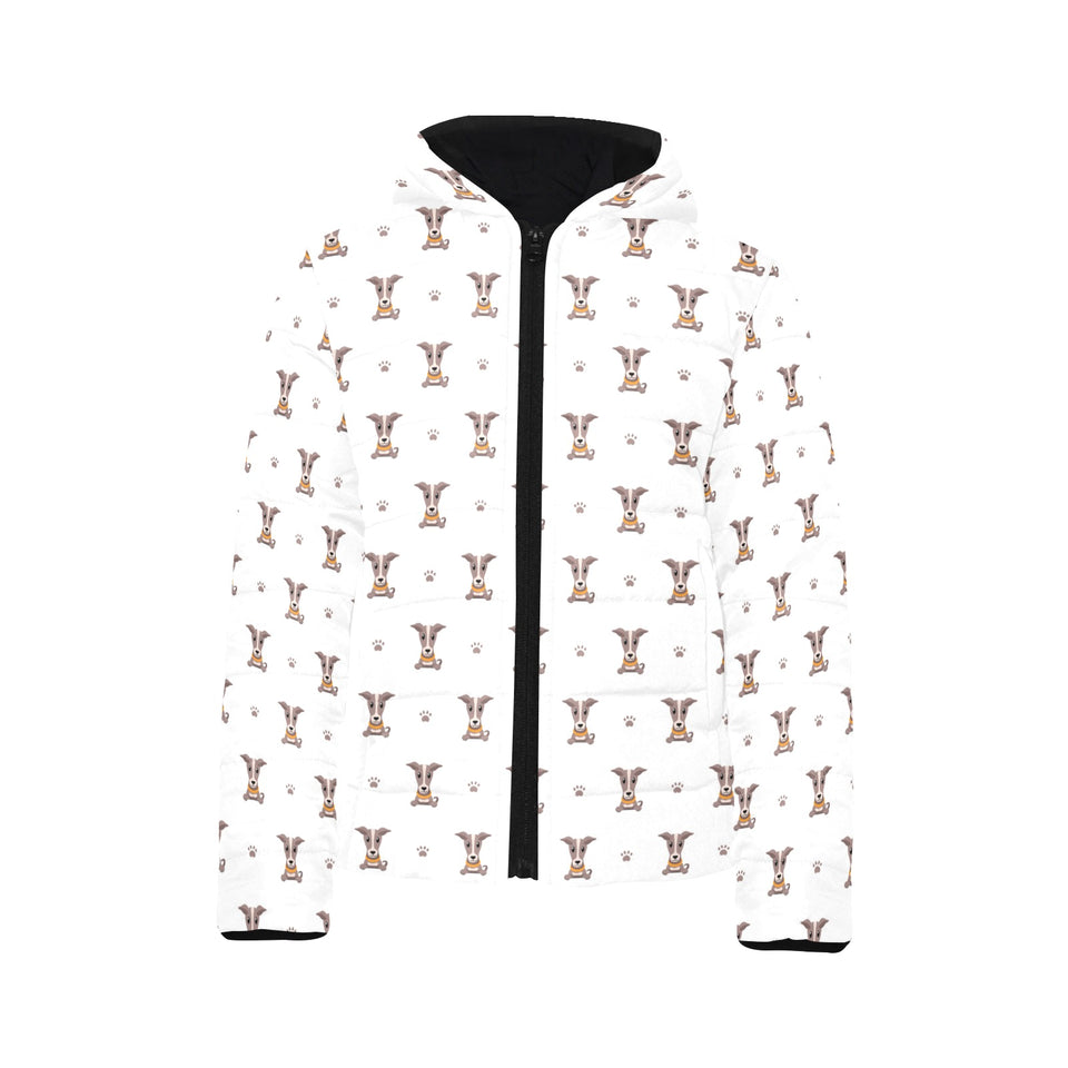 Greyhound Pattern Print Design 05 Kids' Boys' Girls' Padded Hooded Jacket