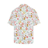 Maneki neko cat fan sakura Men's All Over Print Hawaiian Shirt