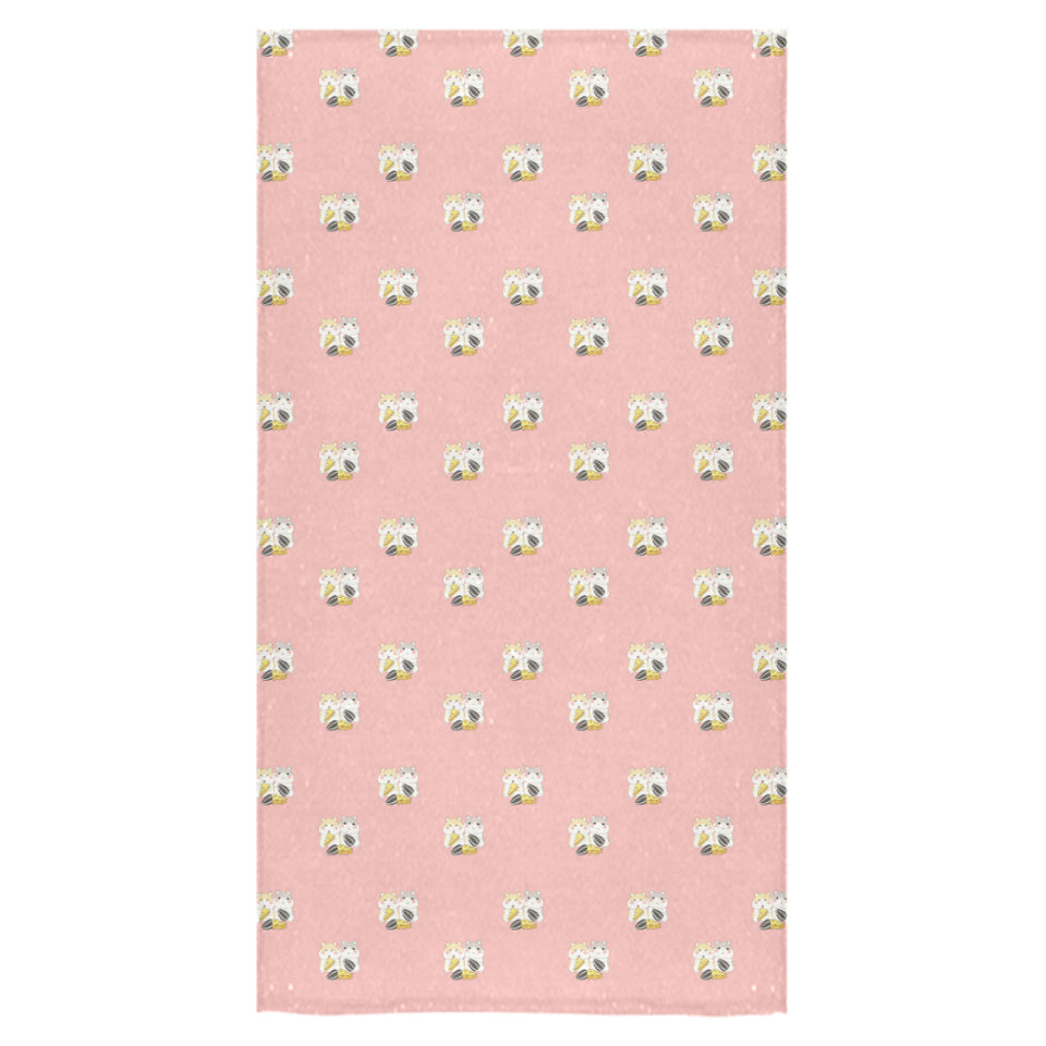 Cute hamster cheese pattern pink background Bath Towel