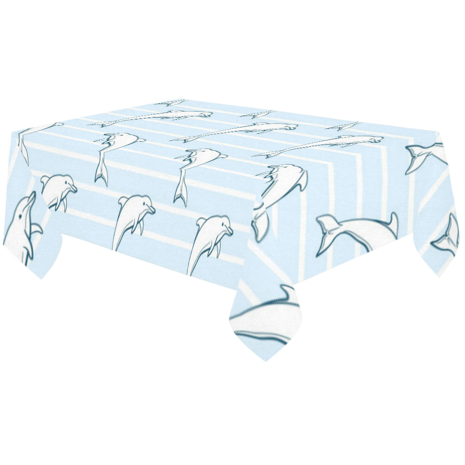 Dolphin blue striped background Tablecloth