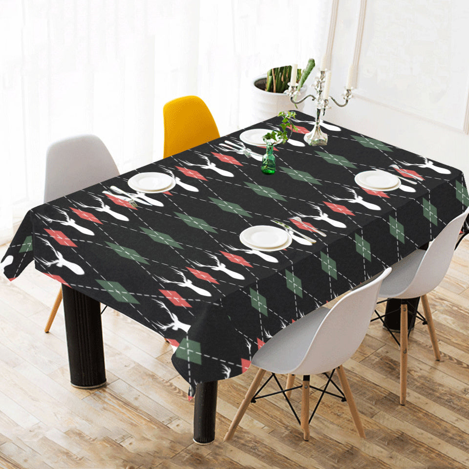 Deer Christmas new year pattern argyle Tablecloth