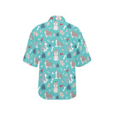 Christmas cute siberian husky puppie pattern Women's All Over Print Hawaiian Shirt