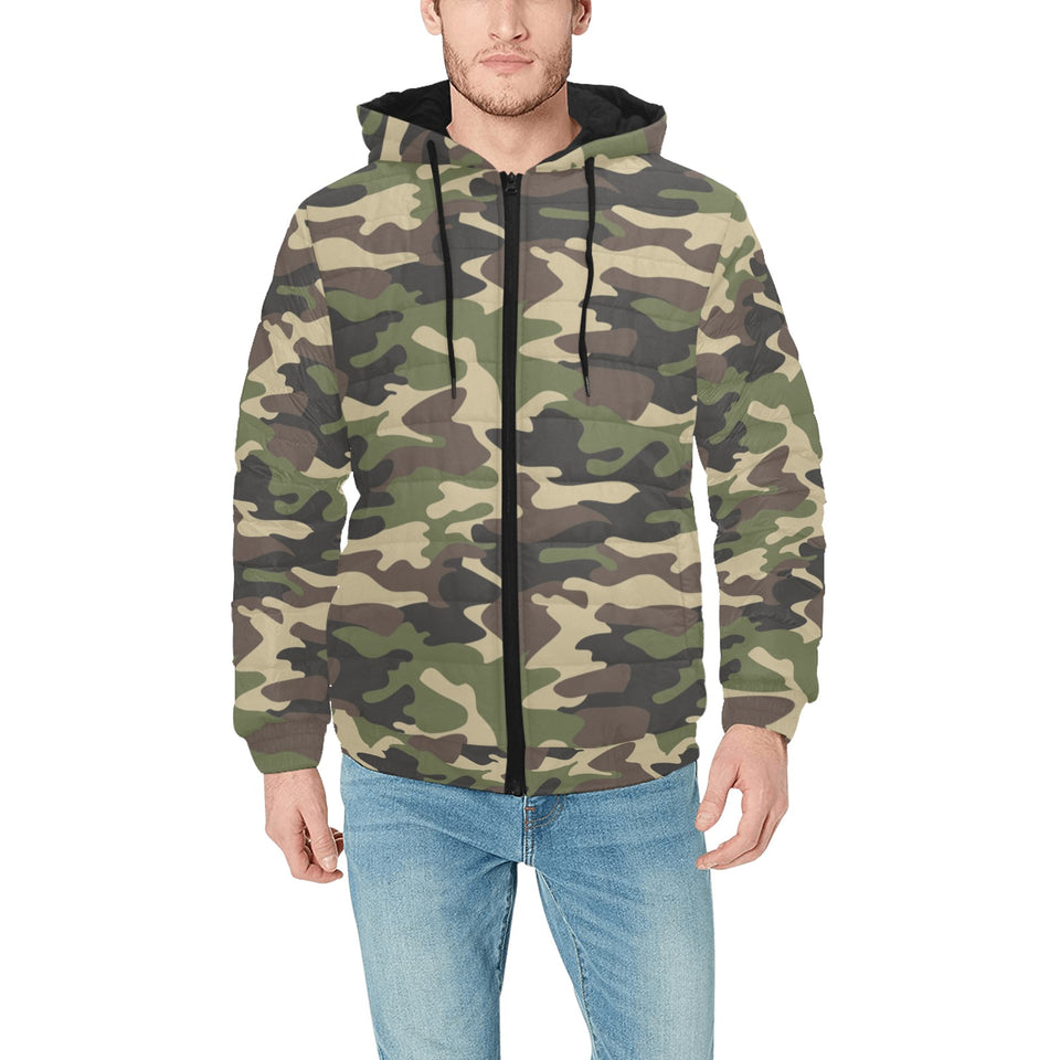 Dark Green camouflage pattern Men's Padded Hooded Jacket