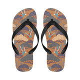 Bonsai bamboo stork japanese pattern brown theme Unisex Flip Flops
