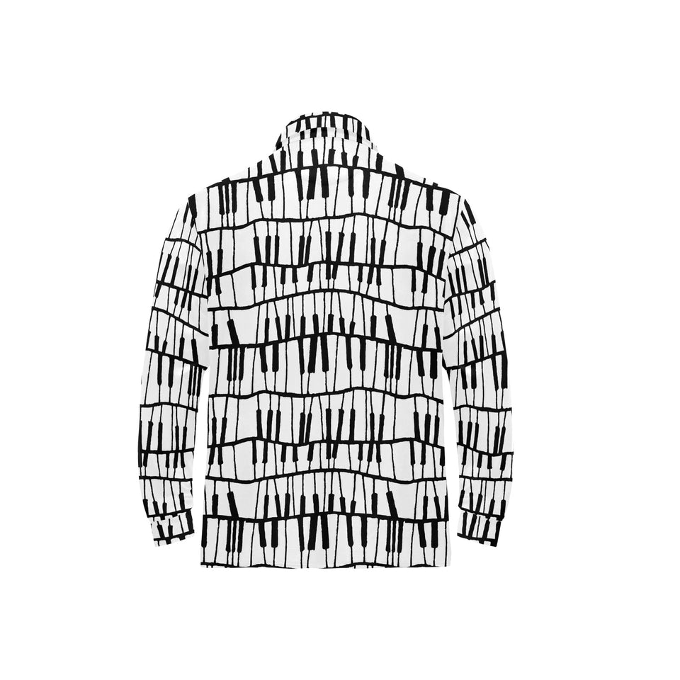 Piano Pattern Print Design 03 Men's Long Sleeve Polo Shirt