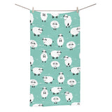 Cute sheep green background Bath Towel