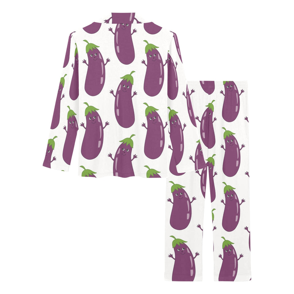 Eggplant Pattern Print Design 01 Women's Long Pajama Set