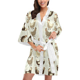 Cute rooster chicken cock Women's Short Kimono Robe