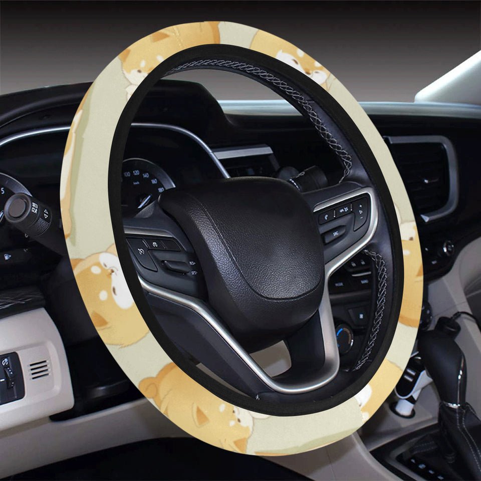 Cute fat shiba inu dog pattern Car Steering Wheel Cover