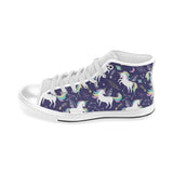Hand drawn cute unicorn star planet Men's High Top Canvas Shoes White