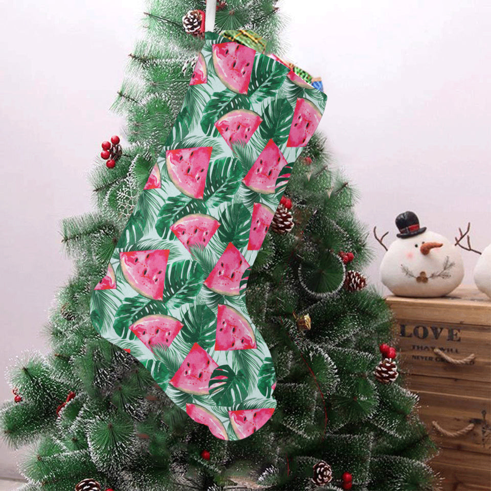 Watermelons tropical palm leaves pattern Christmas Stocking
