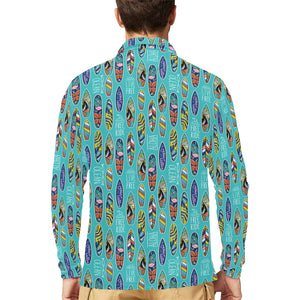Surfboard Pattern Print Design 05 Men's Long Sleeve Polo Shirt