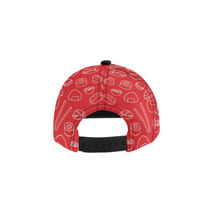 sushi pattern red background All Over Print Snapback Cap