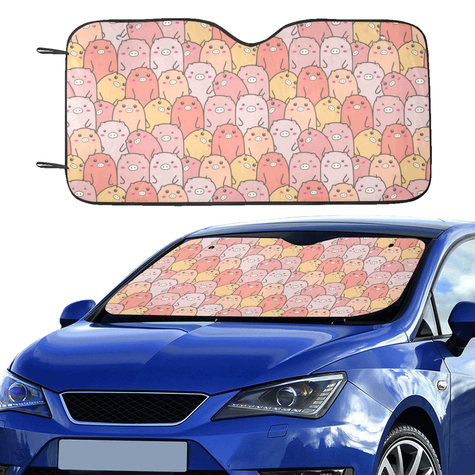 Pig Pattern Print Design 04 Car Sun Shade