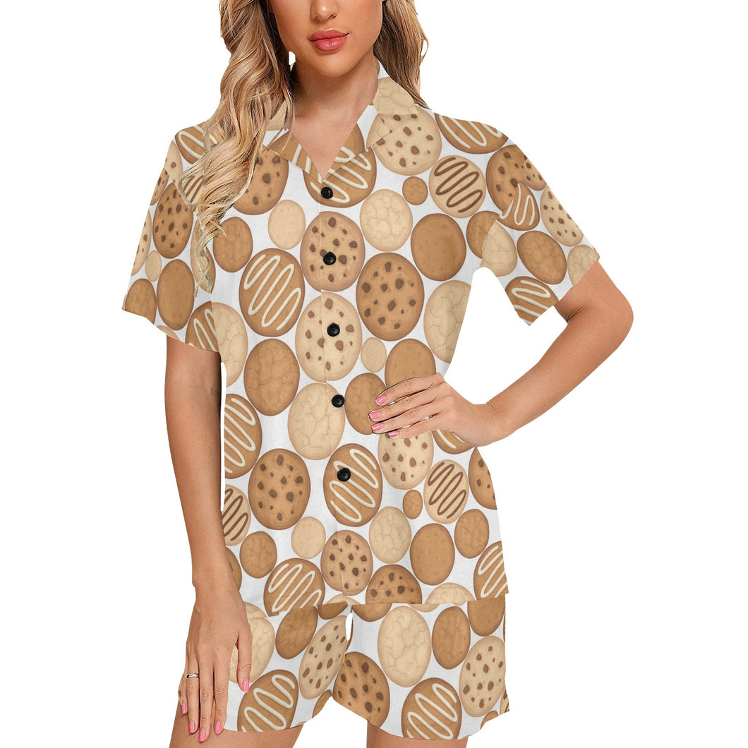Various cookie pattern Women's V-Neck Short Pajama Set