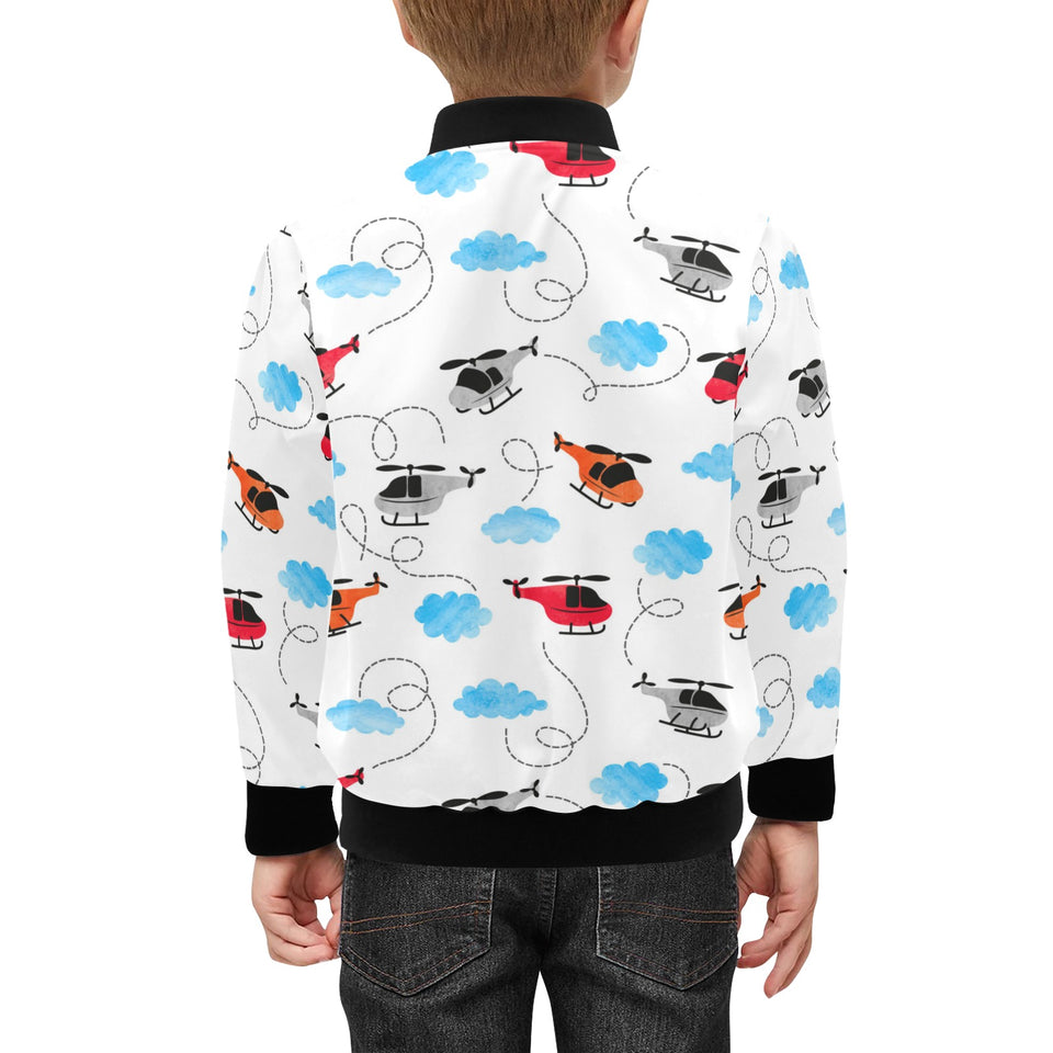 Watercolor helicopter cloud pattern Kids' Boys' Girls' Bomber Jacket
