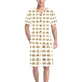 Hamburger Pattern Print Design 02 Men's V-Neck Short Pajama Set