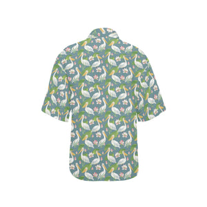 Pelican Pattern Print Design 04 Women's All Over Print Hawaiian Shirt