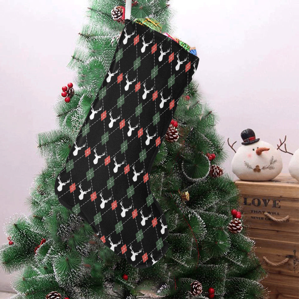 Deer Christmas new year pattern argyle Christmas Stocking