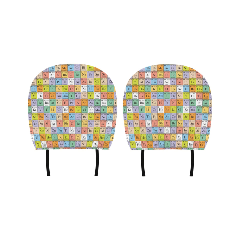 Chemistry Periodic Table Pattern Print Design 01 Car Headrest Cover