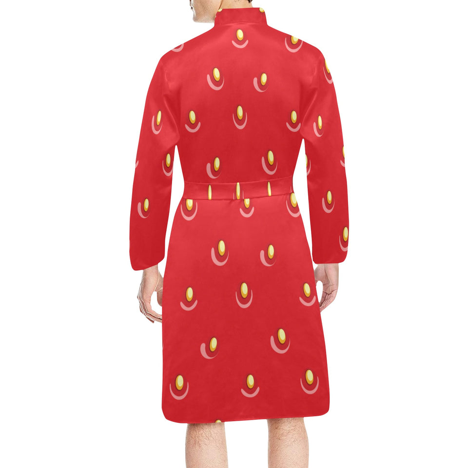 strawberry texture skin pattern Men's Long Sleeve Belted Night Robe