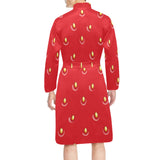 strawberry texture skin pattern Men's Long Sleeve Belted Night Robe