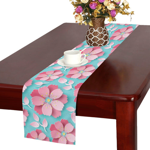 3D sakura cherry blossom pattern Table Runner