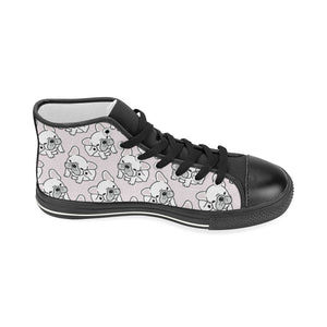 Cute french bulldog pattern Women's High Top Canvas Shoes Black
