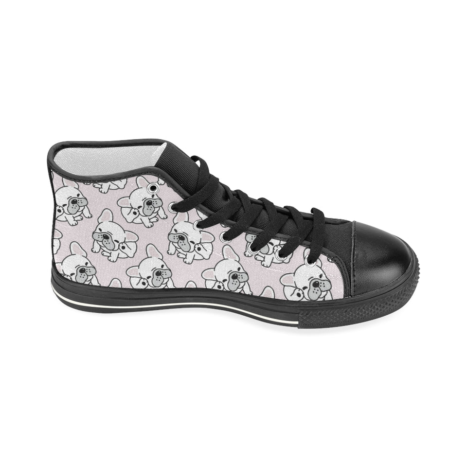 Cute french bulldog pattern Women's High Top Canvas Shoes Black