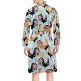 Rooster chicken cock snowfalke Men's Long Sleeve Belted Night Robe