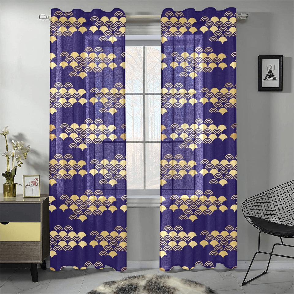 Beautiful japanese fan pattern Gauze Curtain