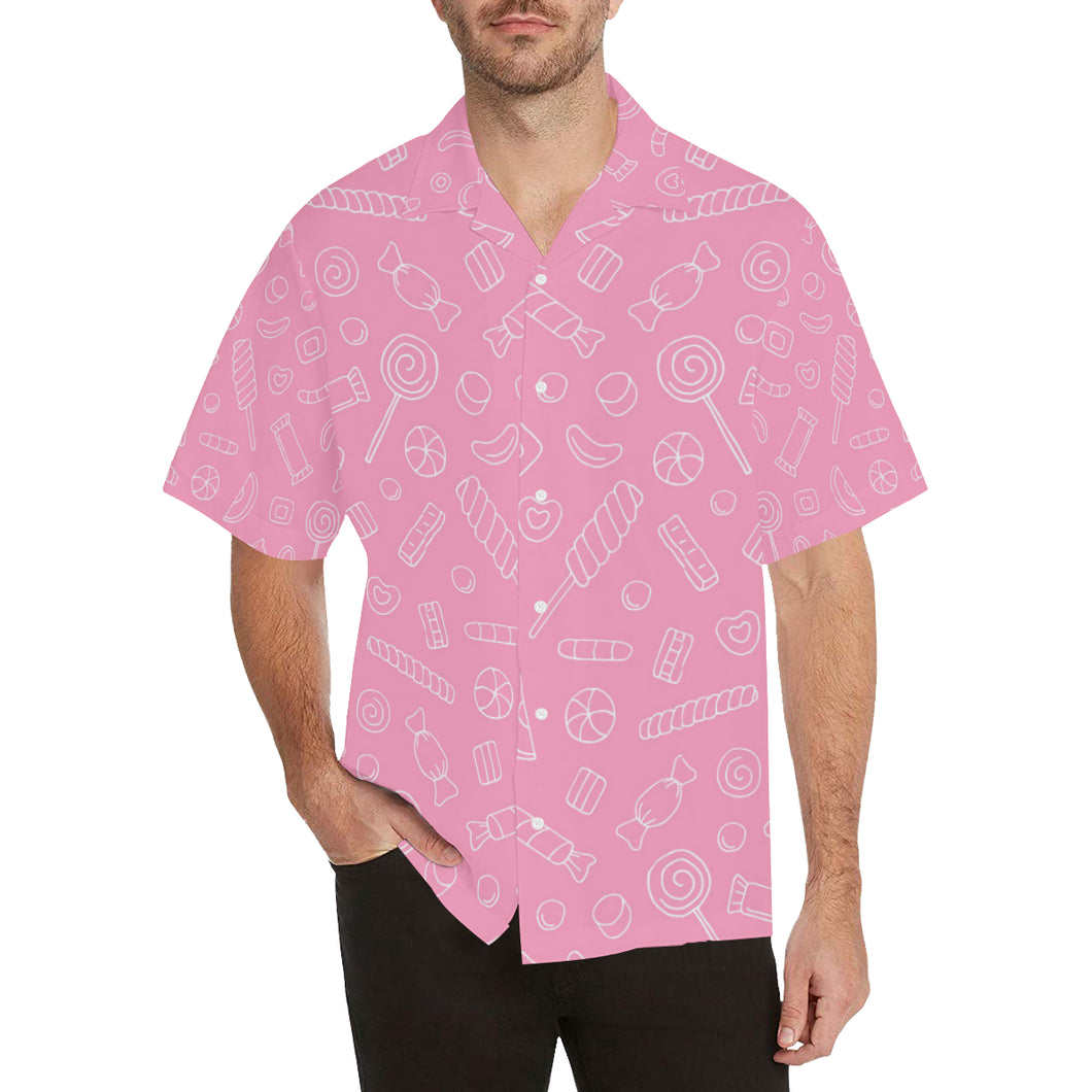 Sweet candy pink background Men's All Over Print Hawaiian Shirt