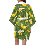 Banana Palm Leaves pattern Women's Short Kimono Robe